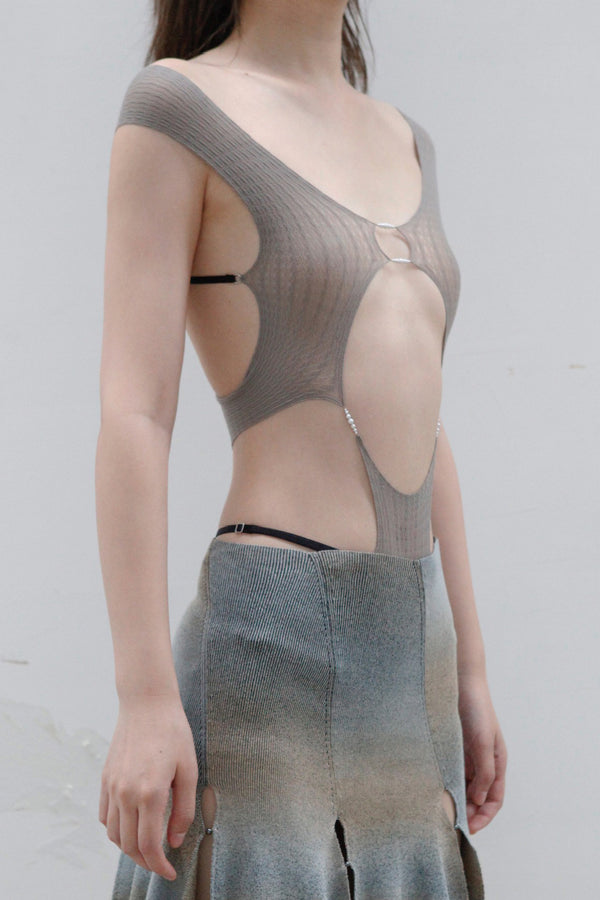 RUI semi-transparent thin belt one-piece jacket RAW23SF02 taupe